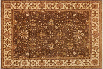 handmade Traditional Kafkaz Chobi Ziegler Brown Beige Hand Knotted RECTANGLE 100% WOOL area rug 9 x 12